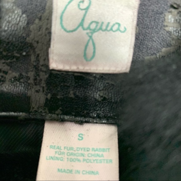 Aqua Black Rabbit Fur Jacket waist Coat - Picture 4 of 8